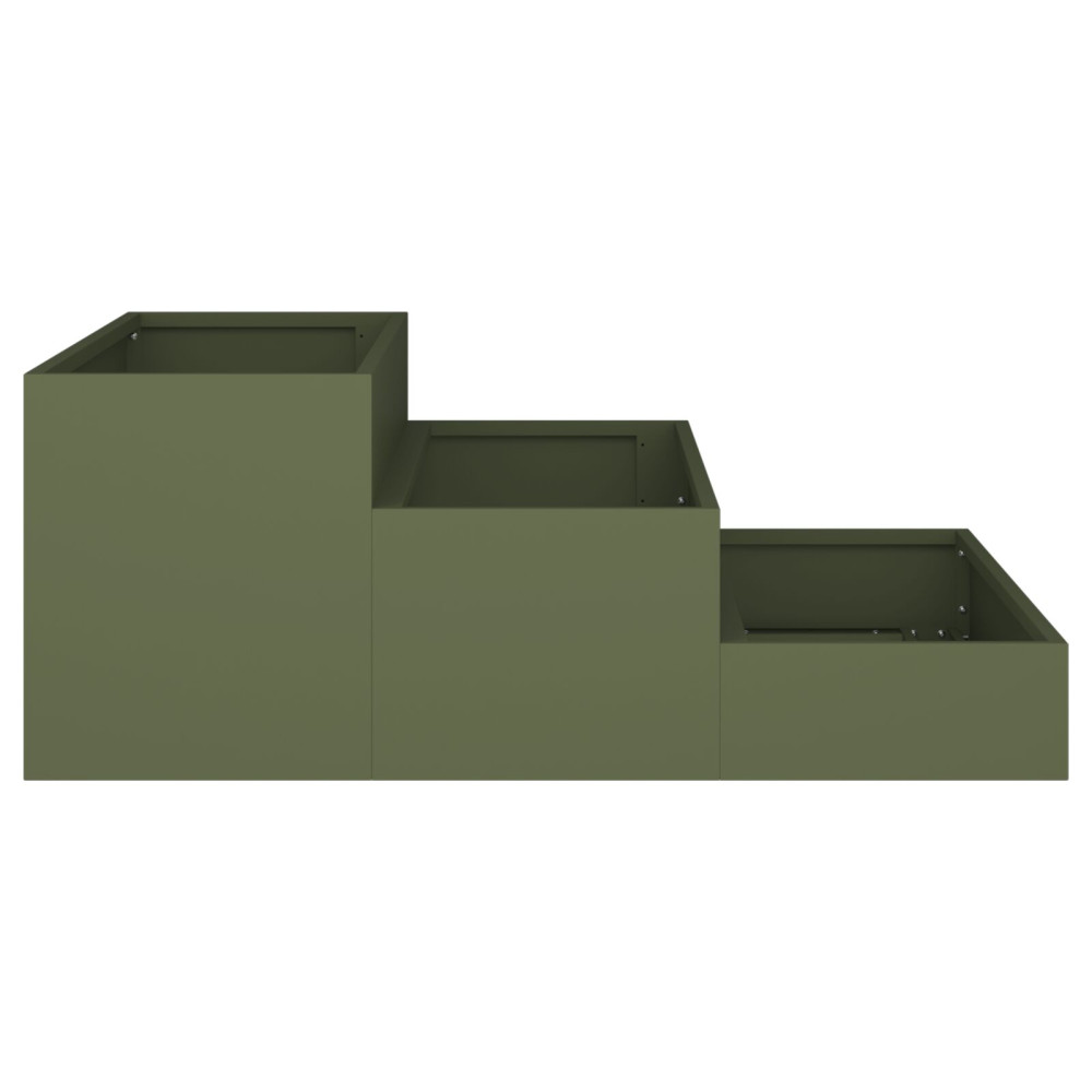 Produktbild för Trädgårdsplanterare Olivgrön 90 x 90 x 35 cm Kallvalsat stål