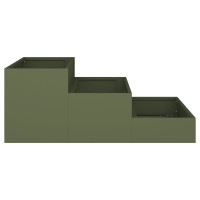 Produktbild för Trädgårdsplanterare Olivgrön 90 x 90 x 35 cm Kallvalsat stål
