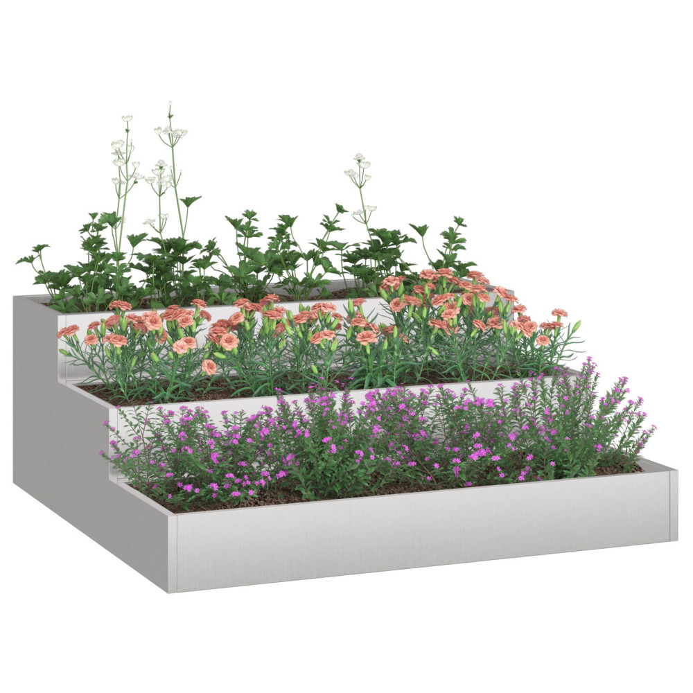 Produktbild för Trädgårdsplanterare Silver 90 x 90 x 35 cm Rostfritt stål