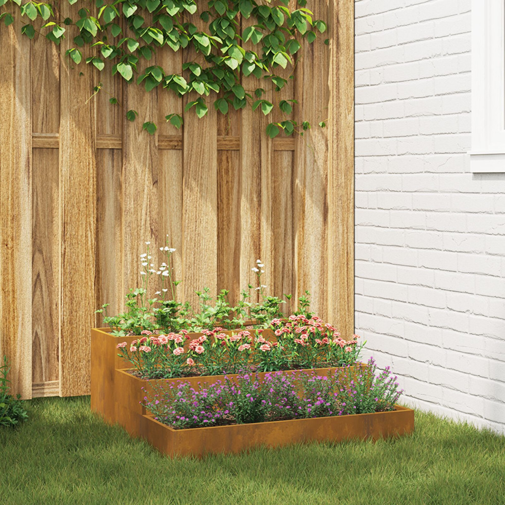 Produktbild för Trädgårdsplanterare Rostig 90 x 90 x 35 cm Väderbeständig stål