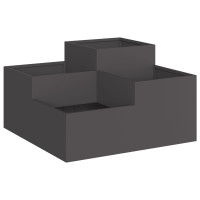 Produktbild för Trädgårdsplanterare Svart 80 x 80 x 48 cm Stål