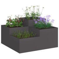 Produktbild för Trädgårdsplanterare Svart 80 x 80 x 48 cm Stål
