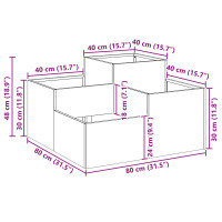 Produktbild för Trädgårdsplanterare Vit 80 x 80 x 48 cm Stål