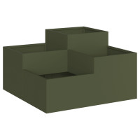 Produktbild för Trädgårdsplanterare Olivgrön 80 x 80 x 48 cm Stål