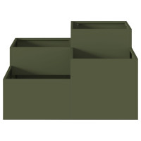 Produktbild för Trädgårdsplanterare Olivgrön 80 x 80 x 48 cm Stål