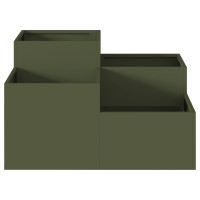 Produktbild för Trädgårdsplanterare Olivgrön 80 x 80 x 48 cm Stål
