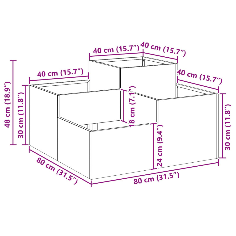 Produktbild för Trädgårdsplanterare Silver 80 x 80 x 48 cm Galvaniserat stål
