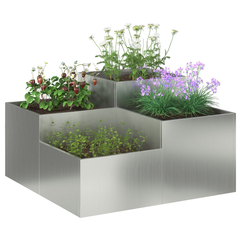 Produktbild för Trädgårdsplanterare Silver 80 x 80 x 48 cm Galvaniserat stål