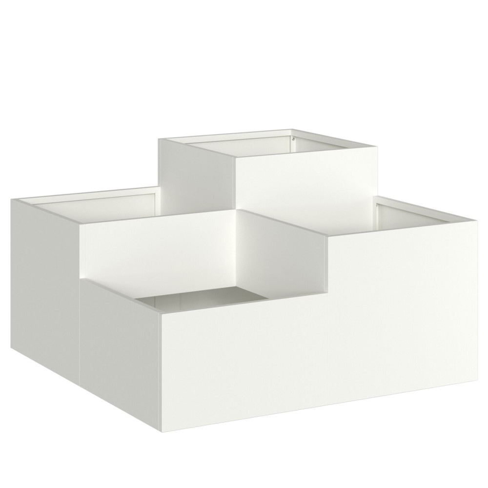 Produktbild för Trädgårdsplanterare Vit 100 x 100 x 48 cm Stål