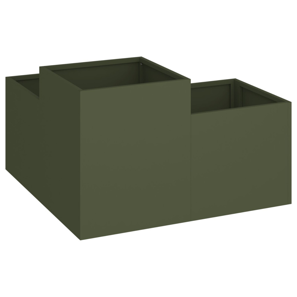Produktbild för Trädgårdsplanterare Olivgrön 100 x 100 x 48 cm Stål