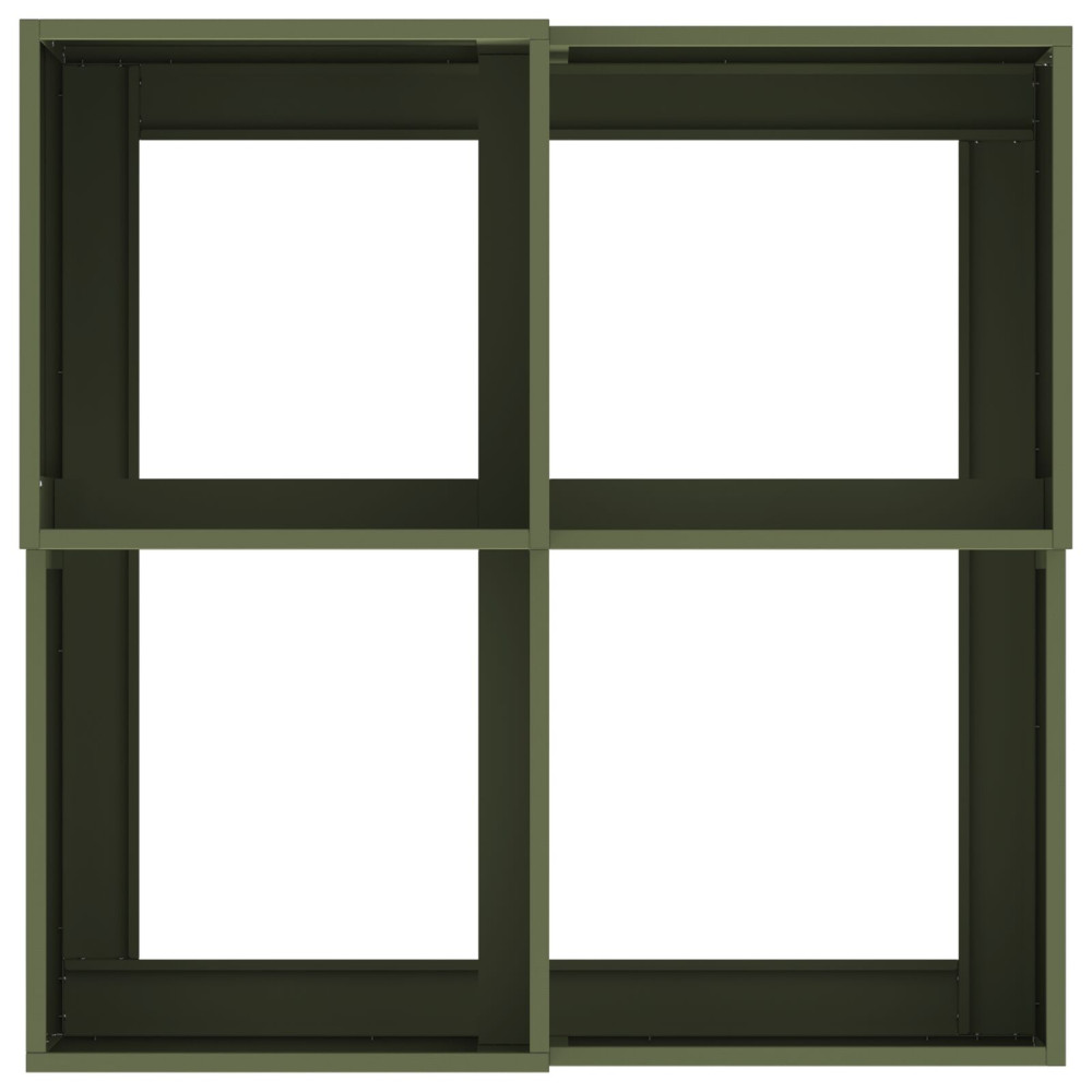Produktbild för Trädgårdsplanterare Olivgrön 100 x 100 x 48 cm Stål