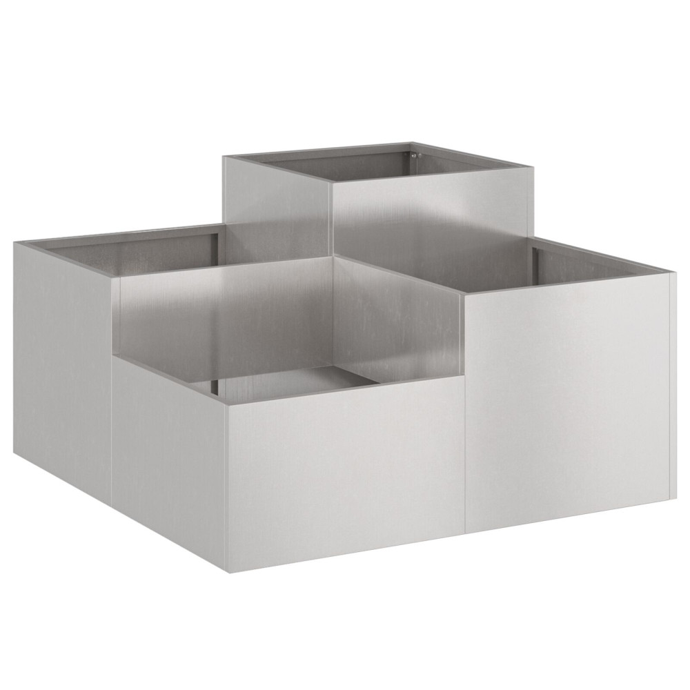 Produktbild för Trädgårdsplanterare Silver 100 x 100 x 48 cm Rostfritt stål