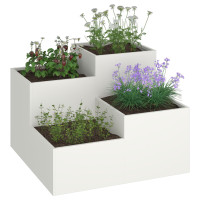 Produktbild för Trädgårdsplanterare Vit 80 x 80 x 60 cm Stål
