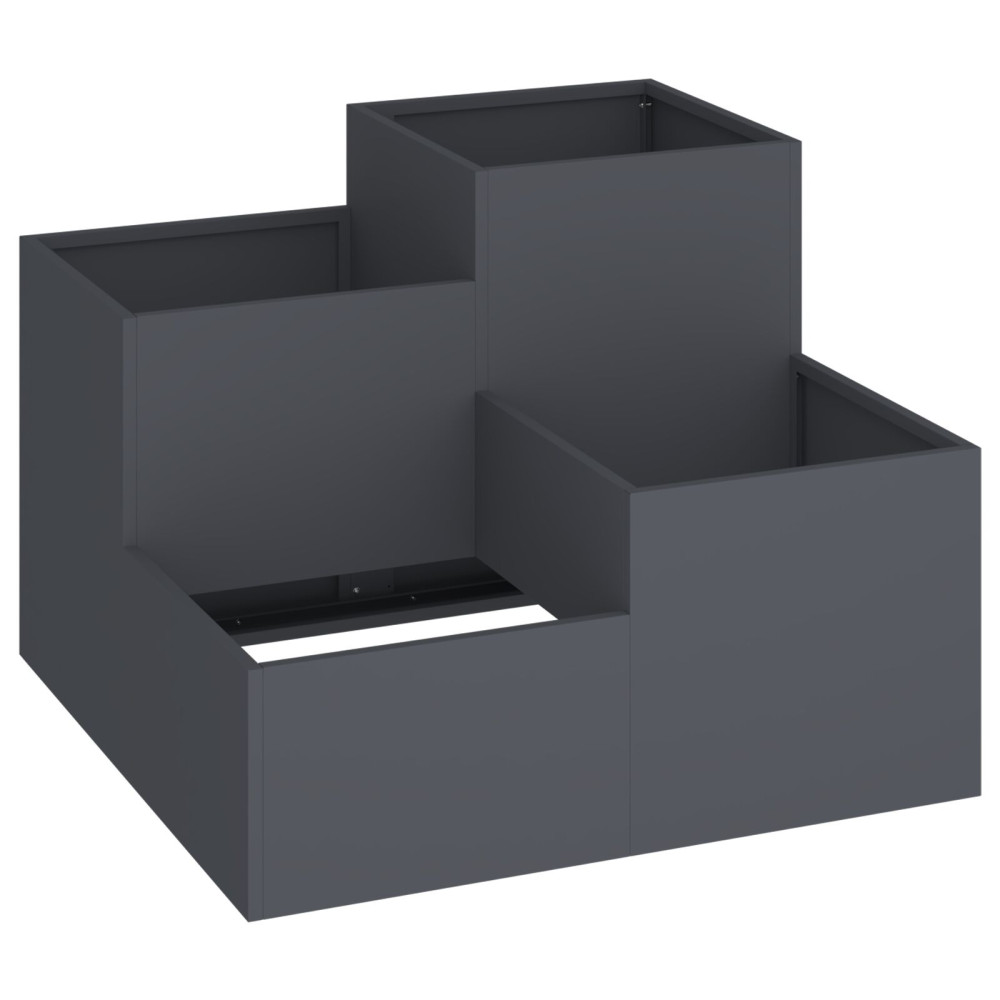 Produktbild för Trädgårdsplanterare Antracit 80 x 80 x 60 cm Stål