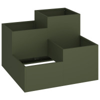 Produktbild för Trädgårdsplanterare Olivgrön 80 x 80 x 60 cm Stål