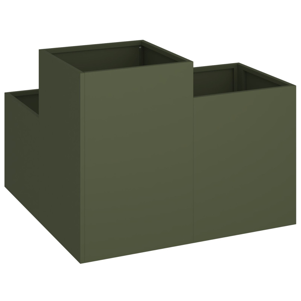 Produktbild för Trädgårdsplanterare Olivgrön 80 x 80 x 60 cm Stål