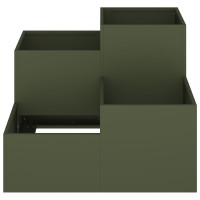 Produktbild för Trädgårdsplanterare Olivgrön 80 x 80 x 60 cm Stål