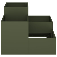 Produktbild för Trädgårdsplanterare Olivgrön 80 x 80 x 60 cm Stål