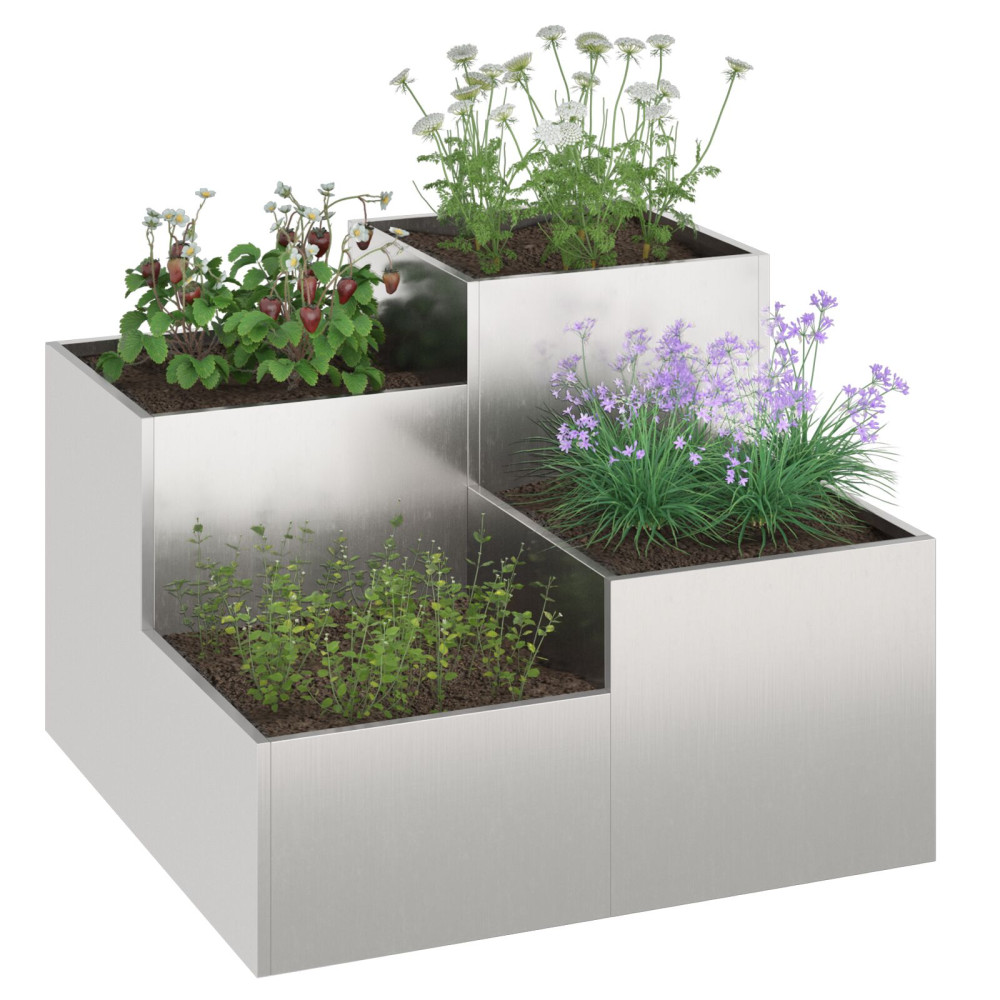Produktbild för Trädgårdsplanterare Silver 80 x 80 x 60 cm Rostfritt stål