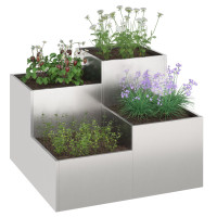 Produktbild för Trädgårdsplanterare Silver 80 x 80 x 60 cm Rostfritt stål