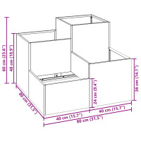 Produktbild för Trädgårdsplanterare Silver 80 x 80 x 60 cm Galvaniserat stål