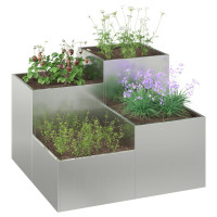 Produktbild för Trädgårdsplanterare Silver 80 x 80 x 60 cm Galvaniserat stål