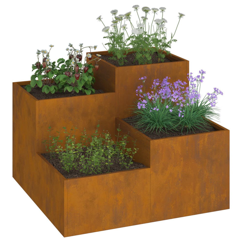 Produktbild för Trädgårdsplanterare Rostig 80 x 80 x 60 cm Väderbeständig stål