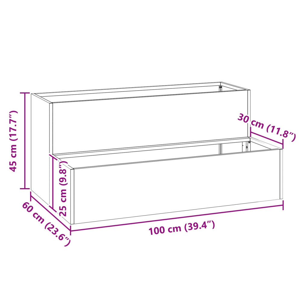 Produktbild för Trädgårdsplanterare Silver 100 x 60 x 45 cm Rostfritt stål
