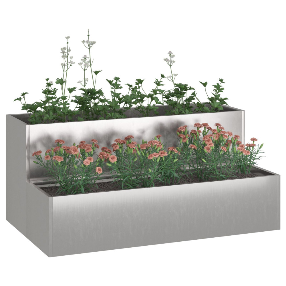 Produktbild för Trädgårdsplanterare Silver 100 x 60 x 45 cm Rostfritt stål