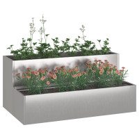 Produktbild för Trädgårdsplanterare Silver 100 x 60 x 45 cm Rostfritt stål