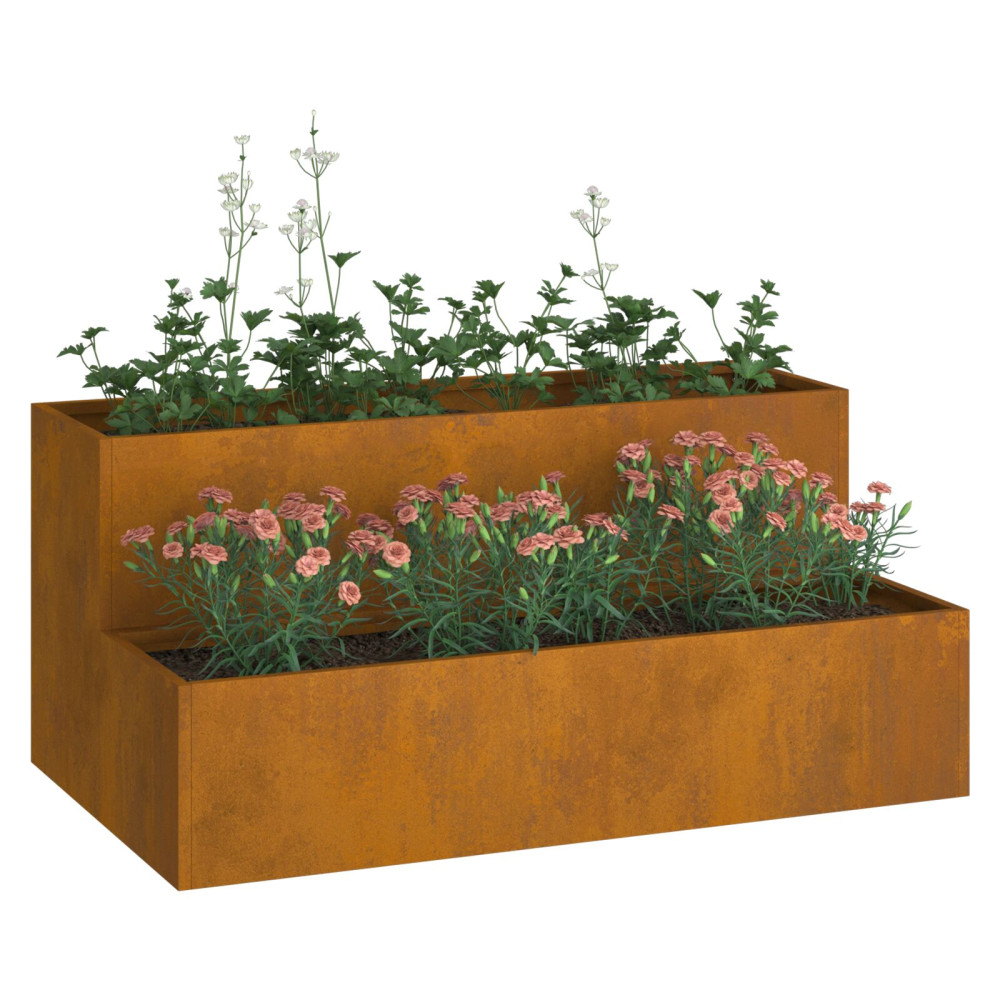 Produktbild för Trädgårdsplanterare Rostig 100 x 60 x 45 cm Väderbeständig stål