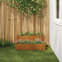 Produktbild för Trädgårdsplanterare Rostig 100 x 60 x 45 cm Väderbeständig stål