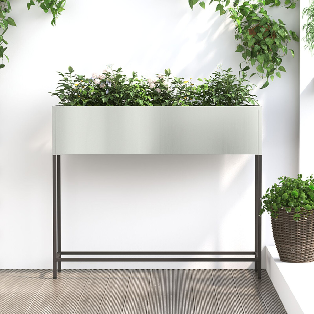 Produktbild för Höjdträdgårdsplanterare Silver 100 x 26 x 82 cm