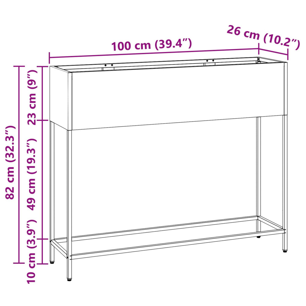 Produktbild för Höjdträdgårdsplanterare Silver 100 x 26 x 82 cm