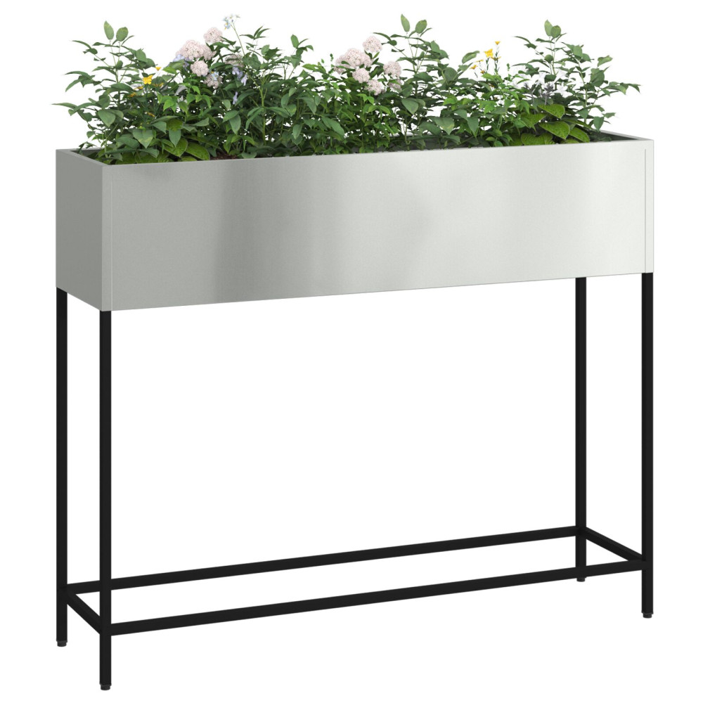 Produktbild för Höjdträdgårdsplanterare Silver 100 x 26 x 82 cm
