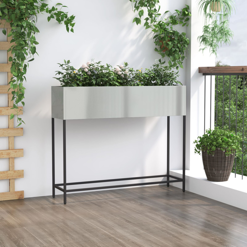 Produktbild för Höjdträdgårdsplanterare Silver 100 x 26 x 82 cm