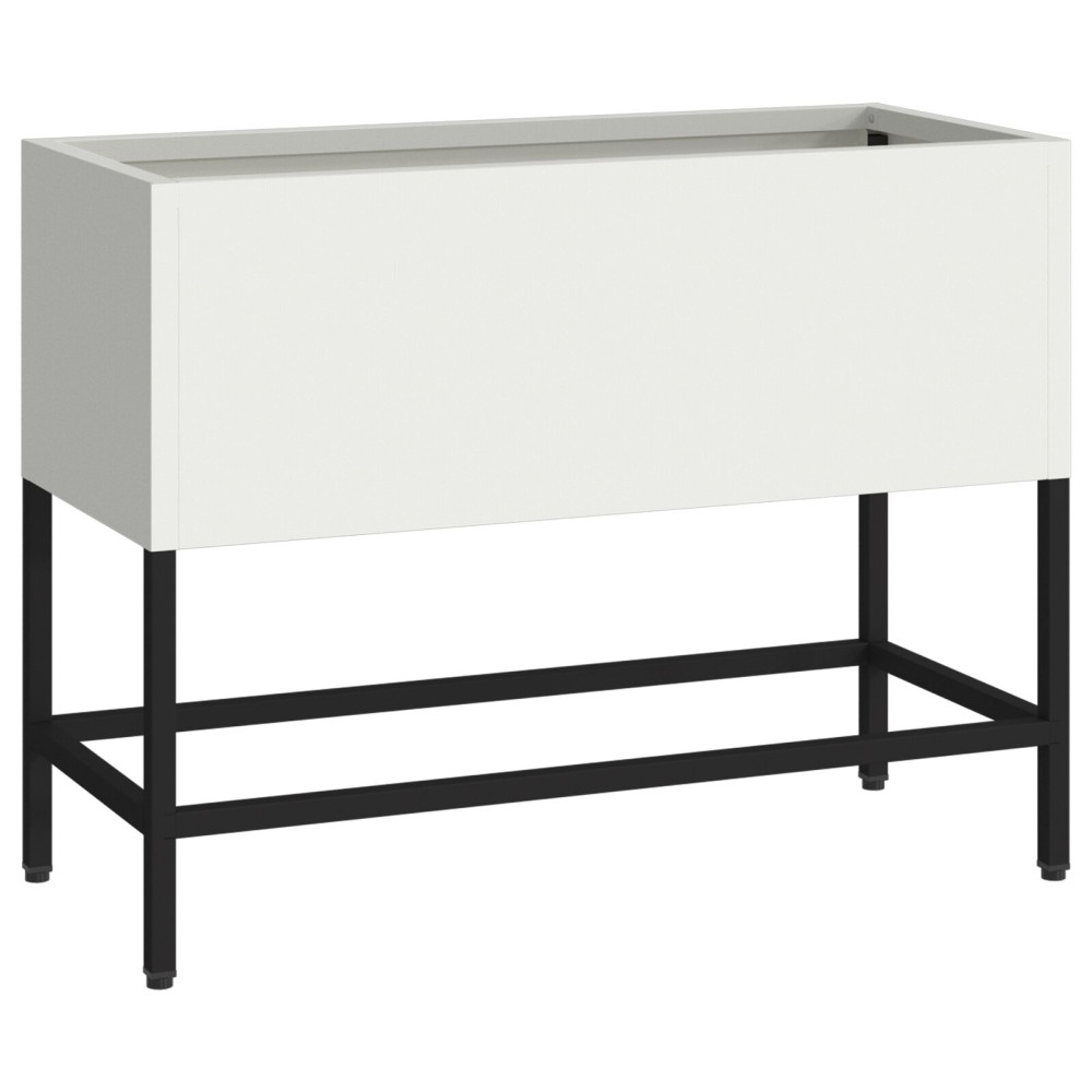 Produktbild för Höjdträdgårdsplanterare Vit 60 x 26 x 48 cm Stål