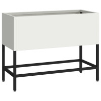 Produktbild för Höjdträdgårdsplanterare Vit 60 x 26 x 48 cm Stål