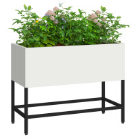 Produktbild för Höjdträdgårdsplanterare Vit 60 x 26 x 48 cm Stål
