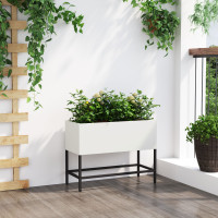 Produktbild för Höjdträdgårdsplanterare Vit 60 x 26 x 48 cm Stål