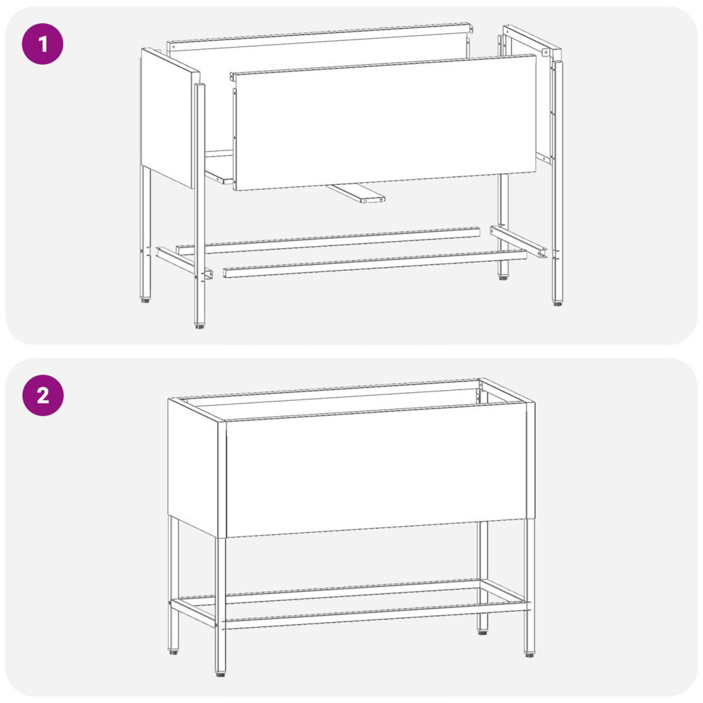 Produktbild för Höjdträdgårdsplanterare Vit 60 x 26 x 48 cm Stål