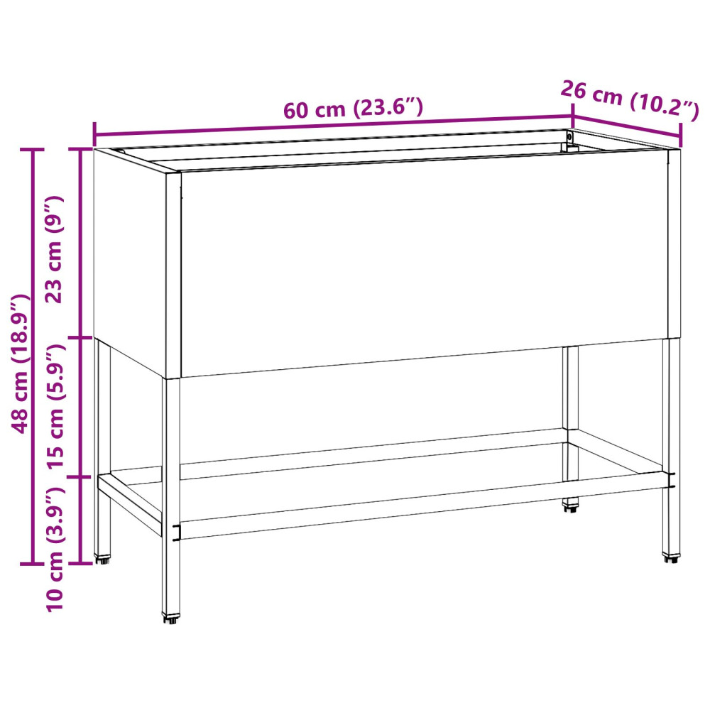 Produktbild för Höjdträdgårdsplanterare Silver 60 x 26 x 45 cm