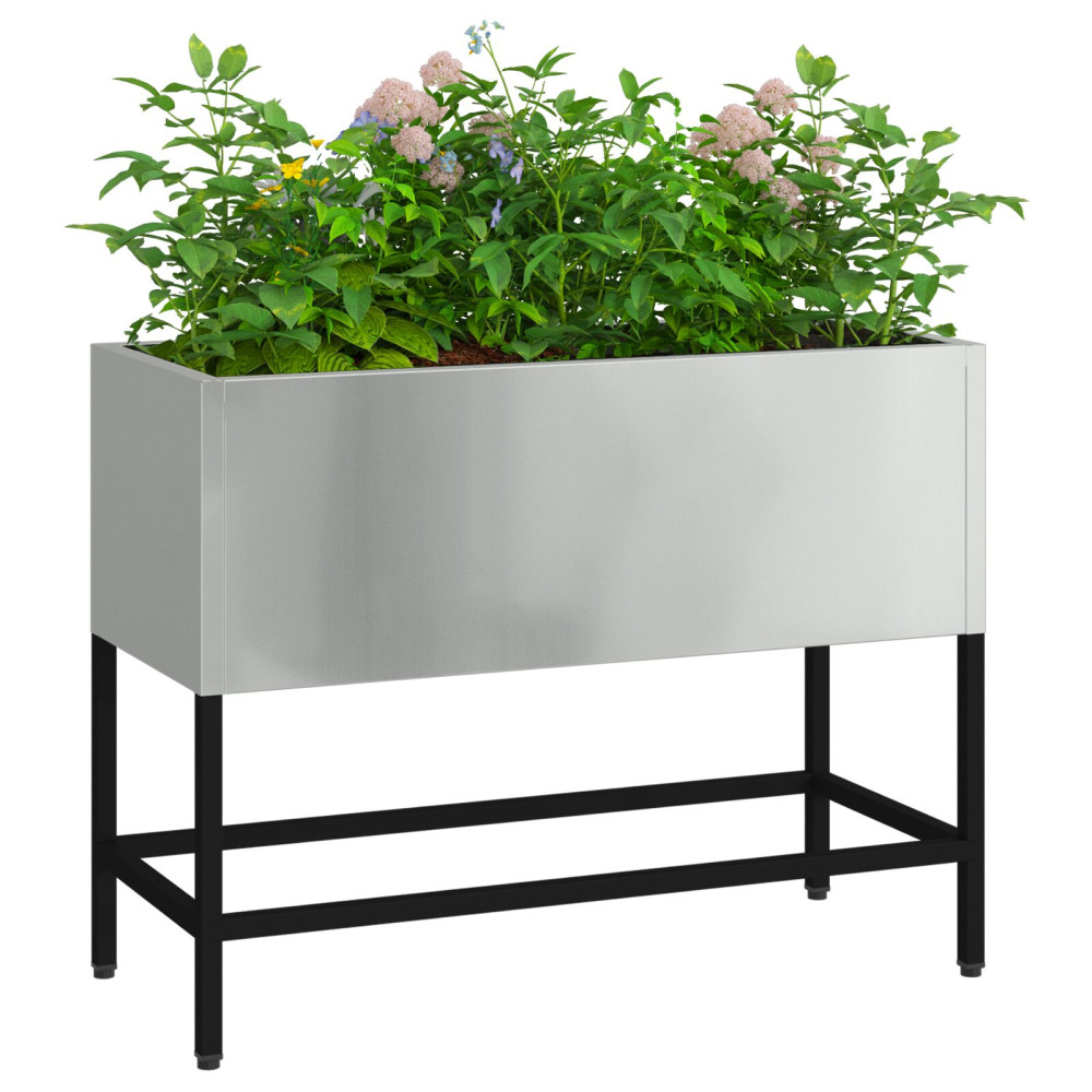 Produktbild för Höjdträdgårdsplanterare Silver 60 x 26 x 45 cm