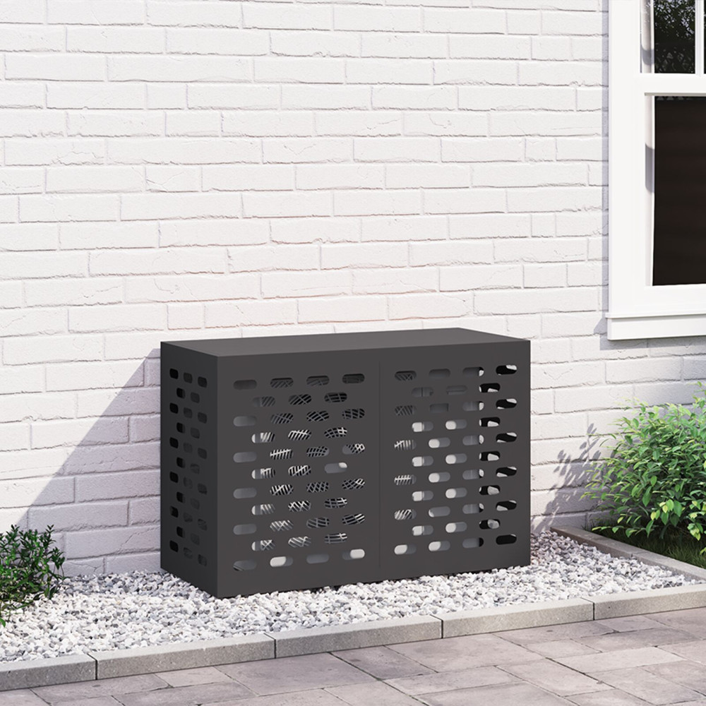 Produktbild för Täckning för Luftkonditionering Svart 90 x 40 x 60 cm Stål