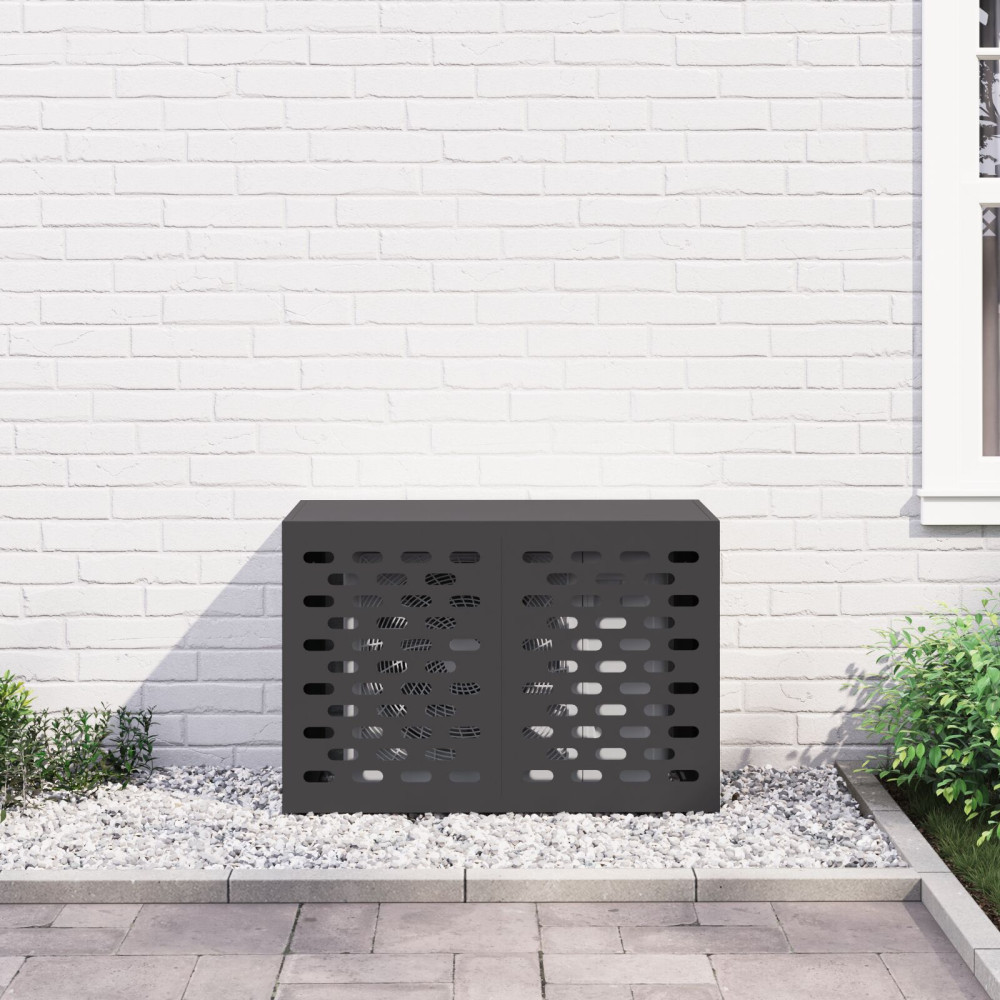 Produktbild för Täckning för Luftkonditionering Svart 90 x 40 x 60 cm Stål