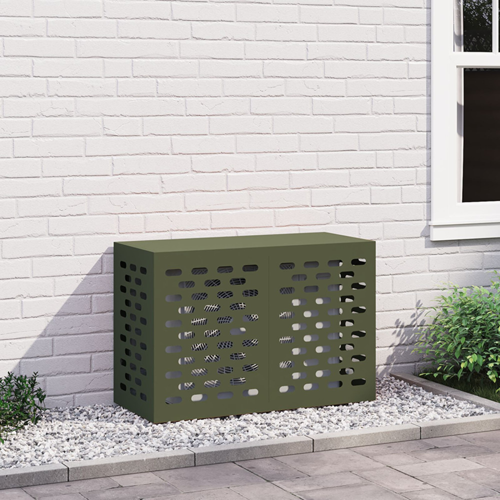 Produktbild för Täckning för Luftkonditionering Olivgrön 90 x 40 x 60 cm Stål