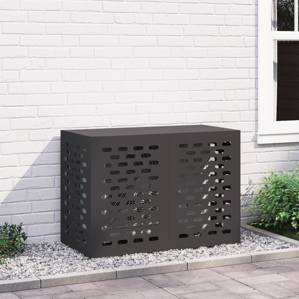 Produktbild för Täckning för Luftkonditionering Svart 100 x 50 x 70 cm Stål
