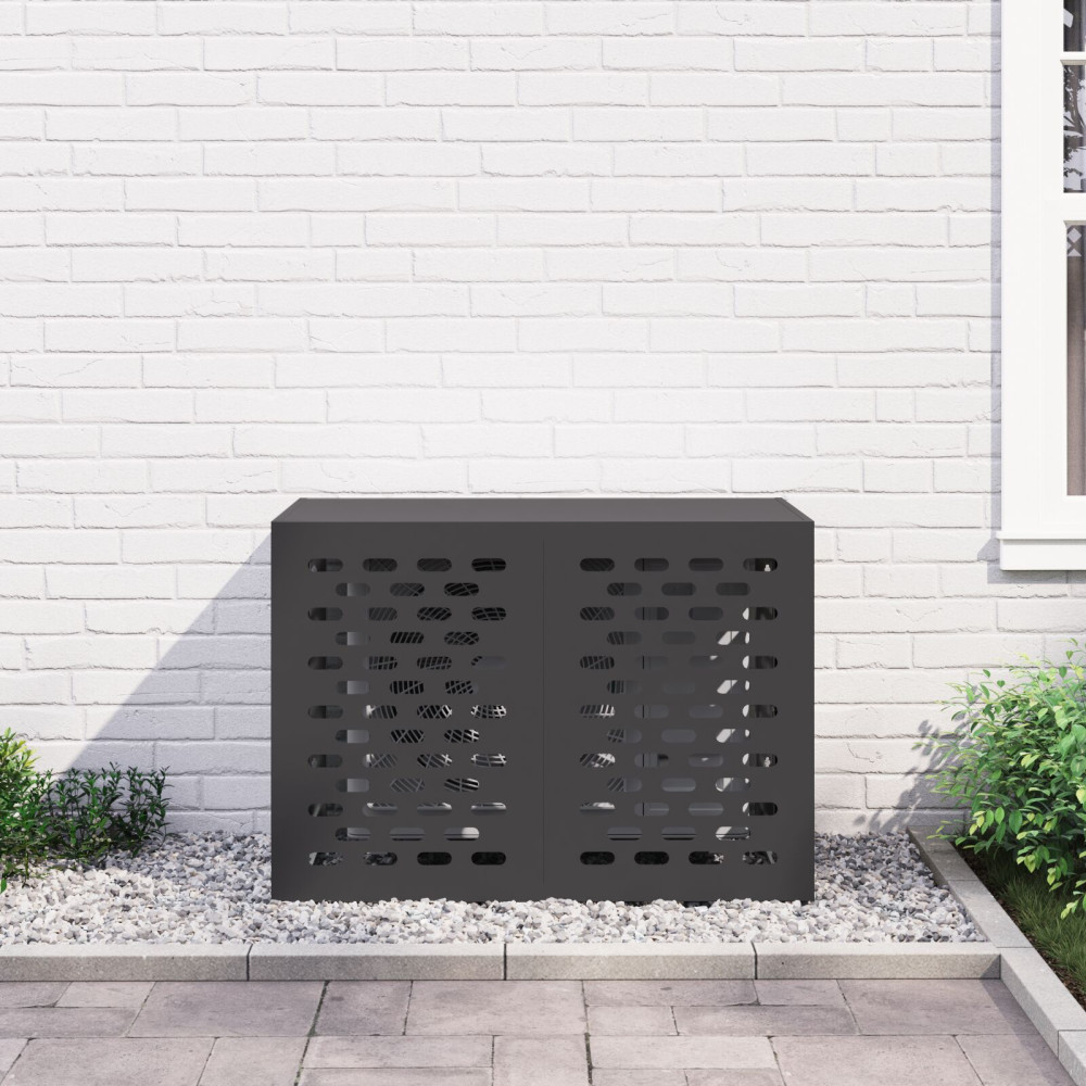 Produktbild för Täckning för Luftkonditionering Svart 100 x 50 x 70 cm Stål