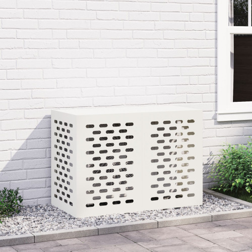 vidaXL Täckning för Luftkonditionering Vit 100 x 50 x 70 cm Stål