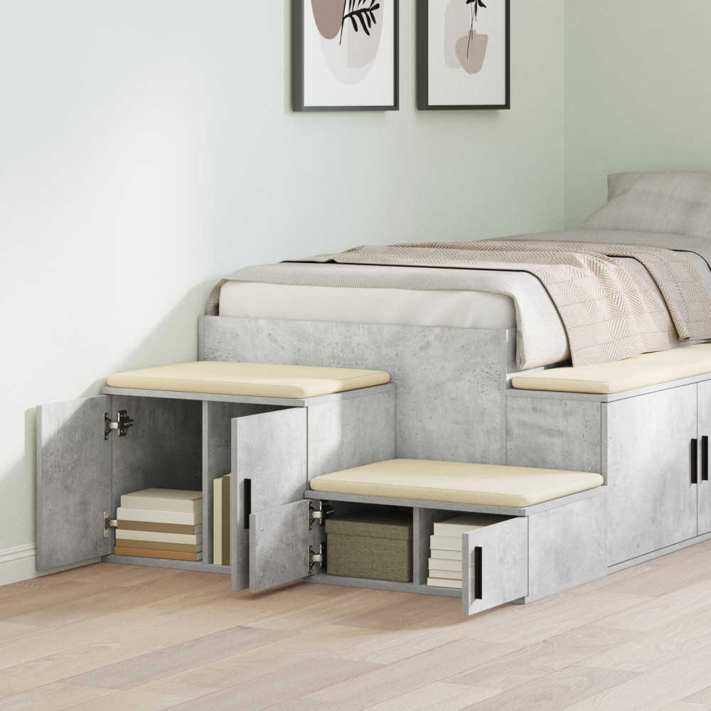 Produktbild för Förvaringsskåp 2 pcs Betonggrå 118 x 41 x 40 cm Konstruerat trä